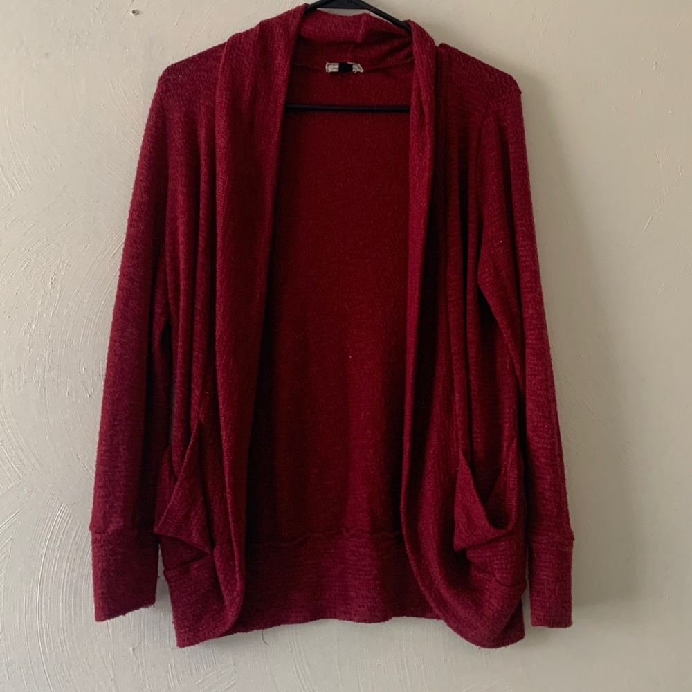 Red cardigan